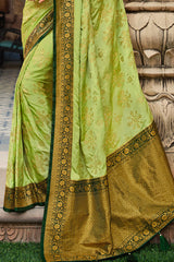 Tacha Green Kanjivaram Saree