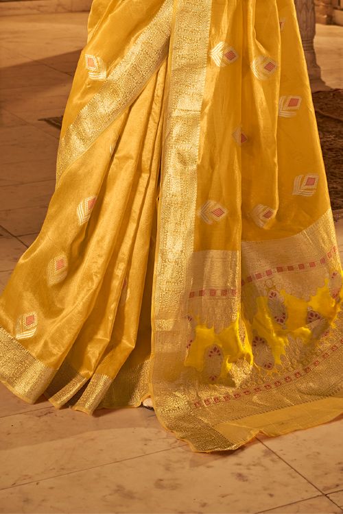 Buy MySilkLove Gold Yellow Banarasi Silk Saree Online