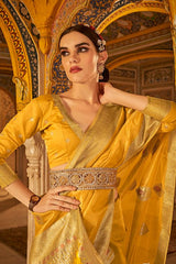 Gold Yellow Banarasi Silk Saree