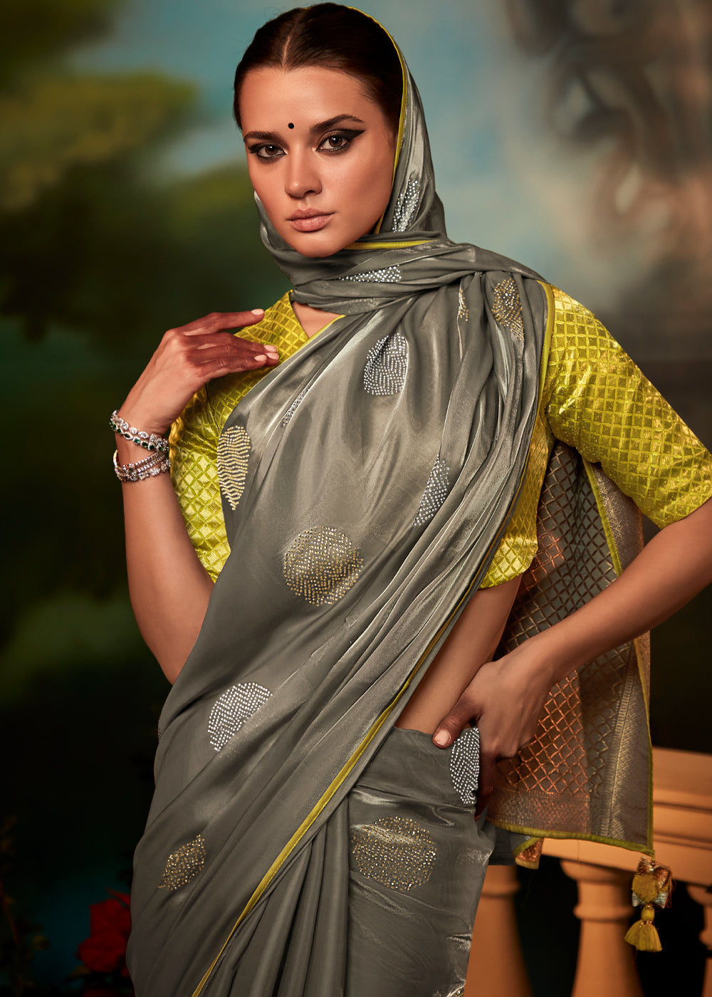 MySilkLove Pine Cone Green Woven Banarasi Soft Silk Designer Saree