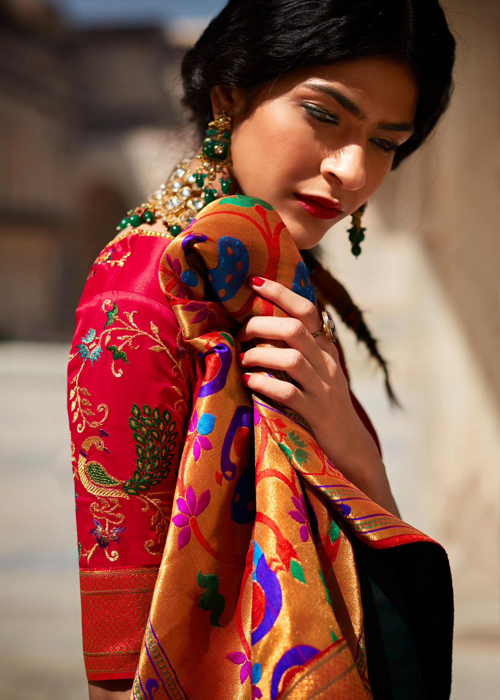 MySilkLove Hippie Green Woven Banarasi Soft Silk Designer Saree