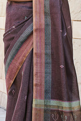 Opium Purple Printed Cotton Silk Saree