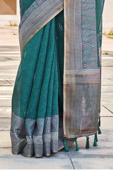Dianne Blue Printed Cotton Silk Saree