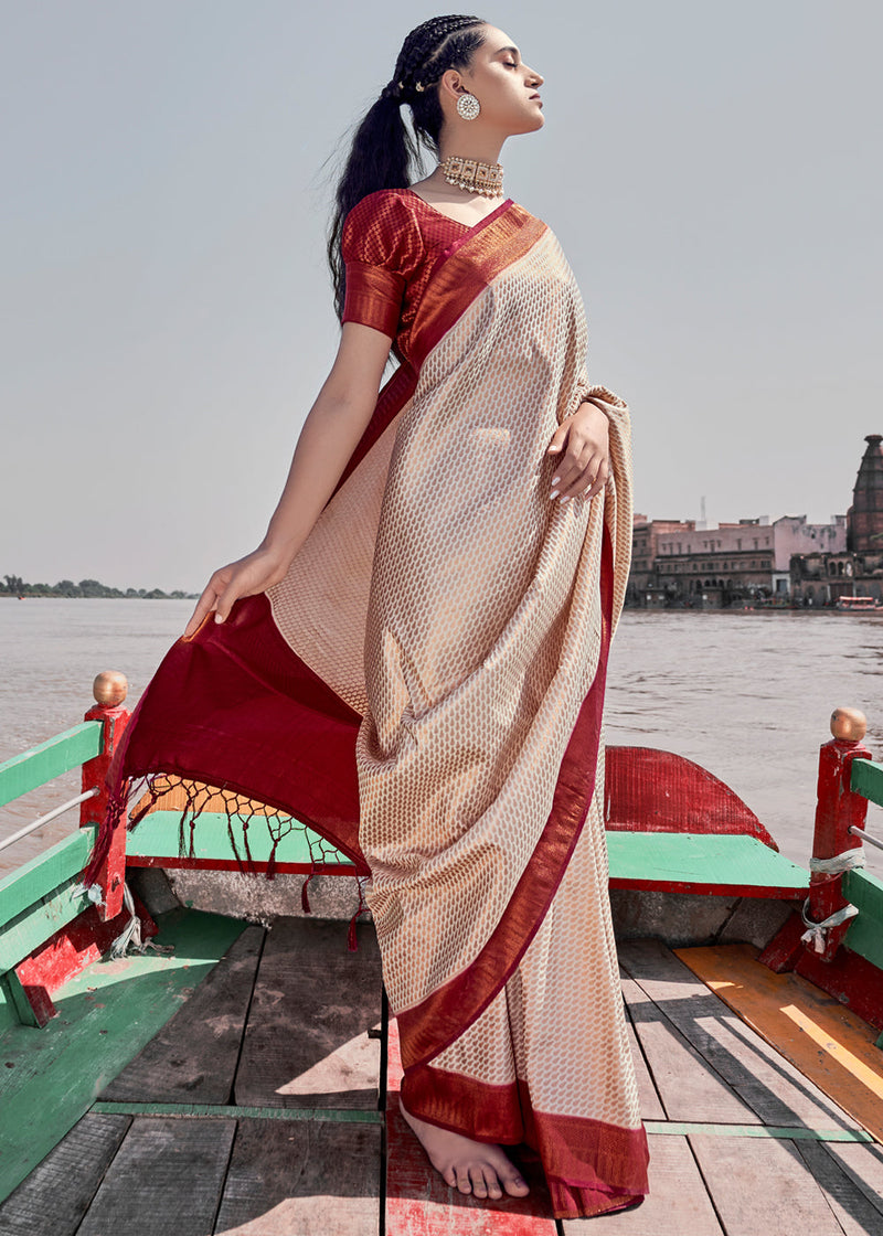 Royal Brown Copper Banarasi Beautiful Zari Work In Form Of Traditional  Motifs Soft Silk Saree