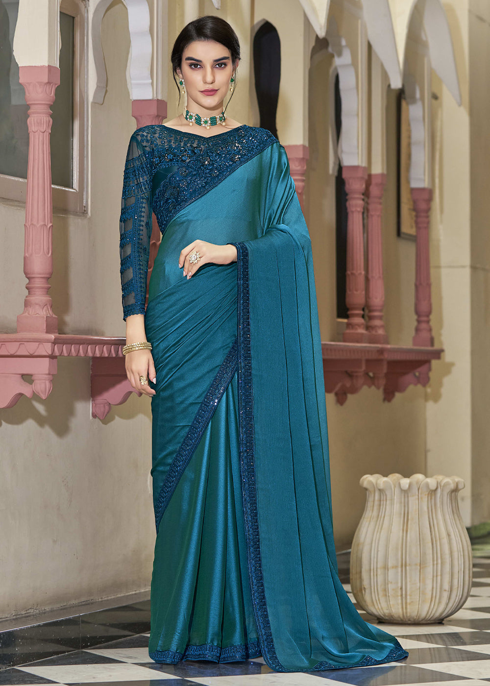 Buy MySilkLove Elm Blue Woven Designer Silk Saree Online