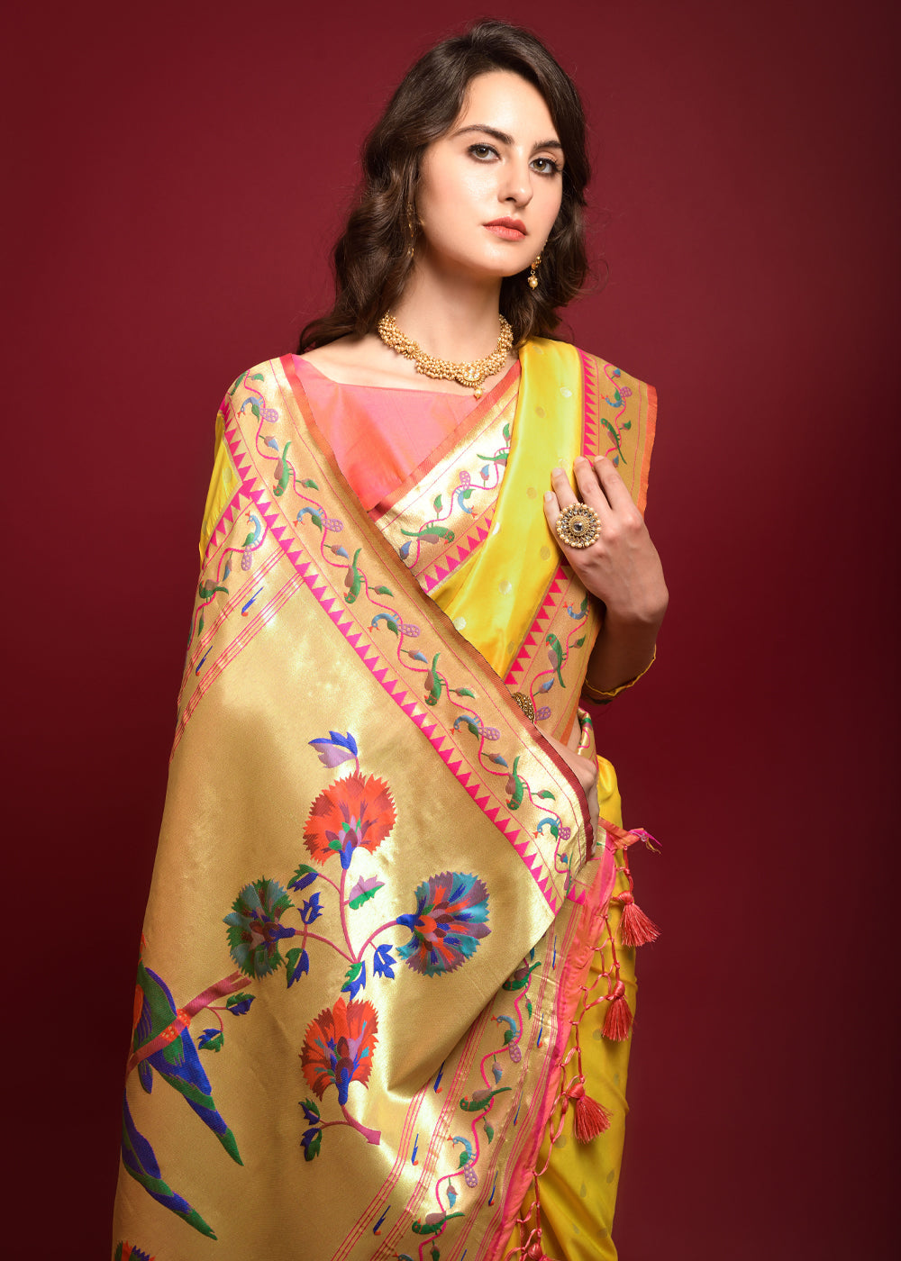 MySilkLove Energy Yellow Woven Paithani Silk Saree