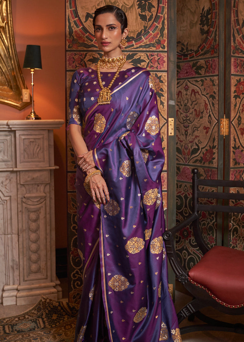 Mystic Purple Woven Satin Silk Saree