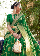 Fun Green Woven Banarasi silk saree