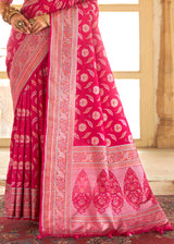 Cherry Pink Zari Woven Banarasi Silk Saree