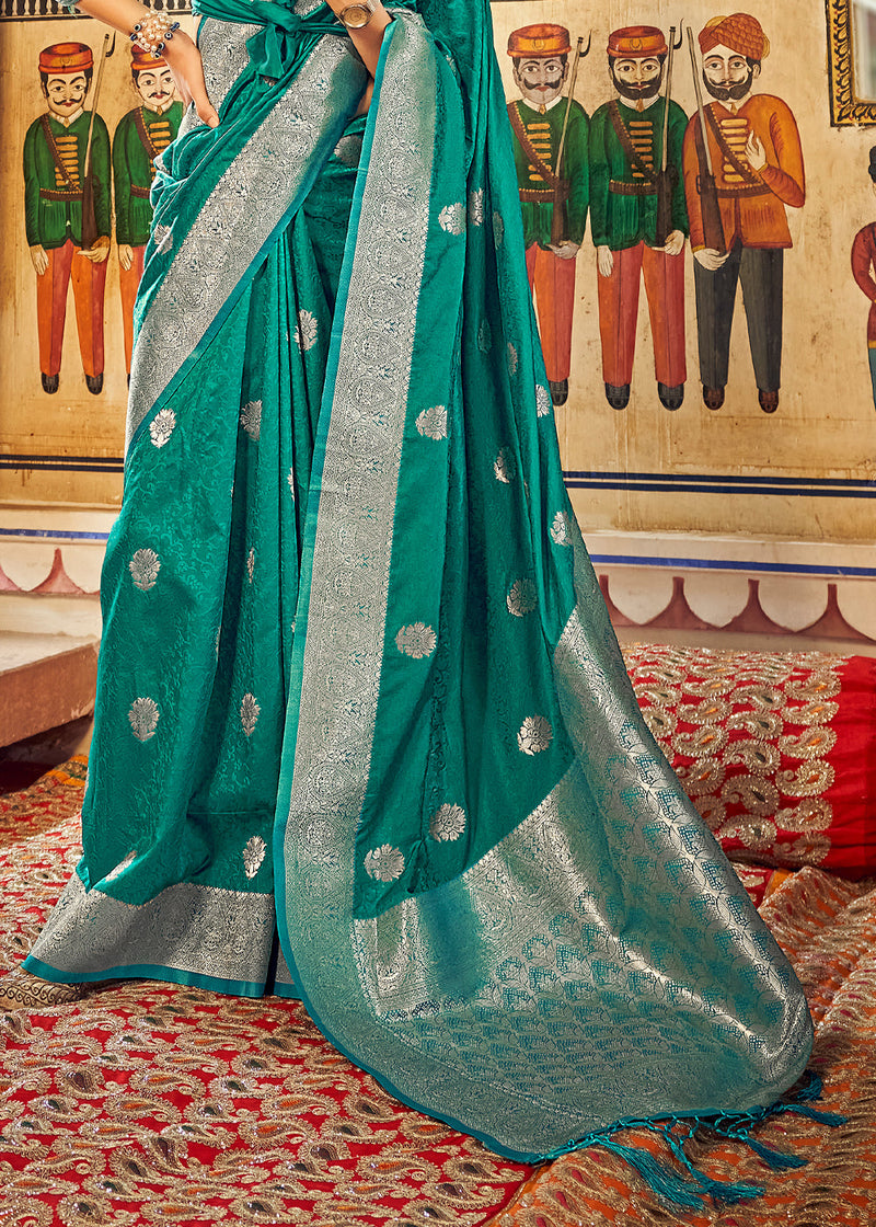Keppel Green Banarasi Woven Silk Saree