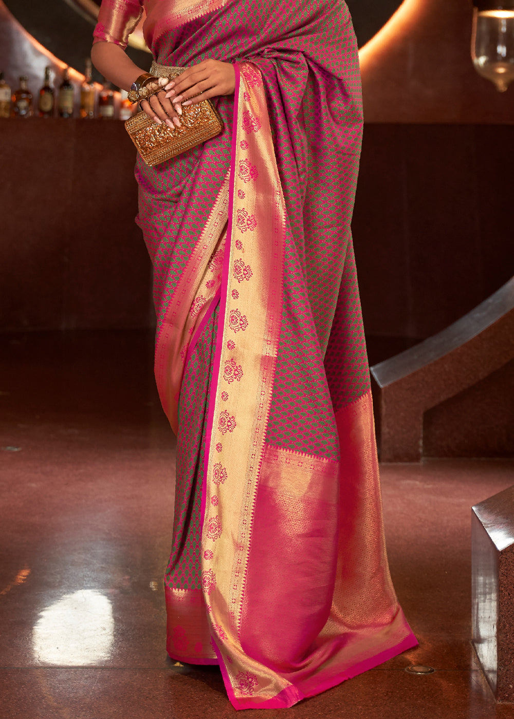 Buy MySilkLove Brick Pink Woven Banarasi Silk Saree Online