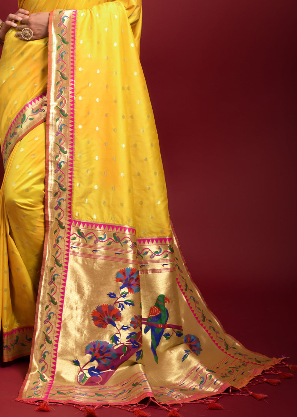 Energy Yellow Woven Paithani Silk Saree