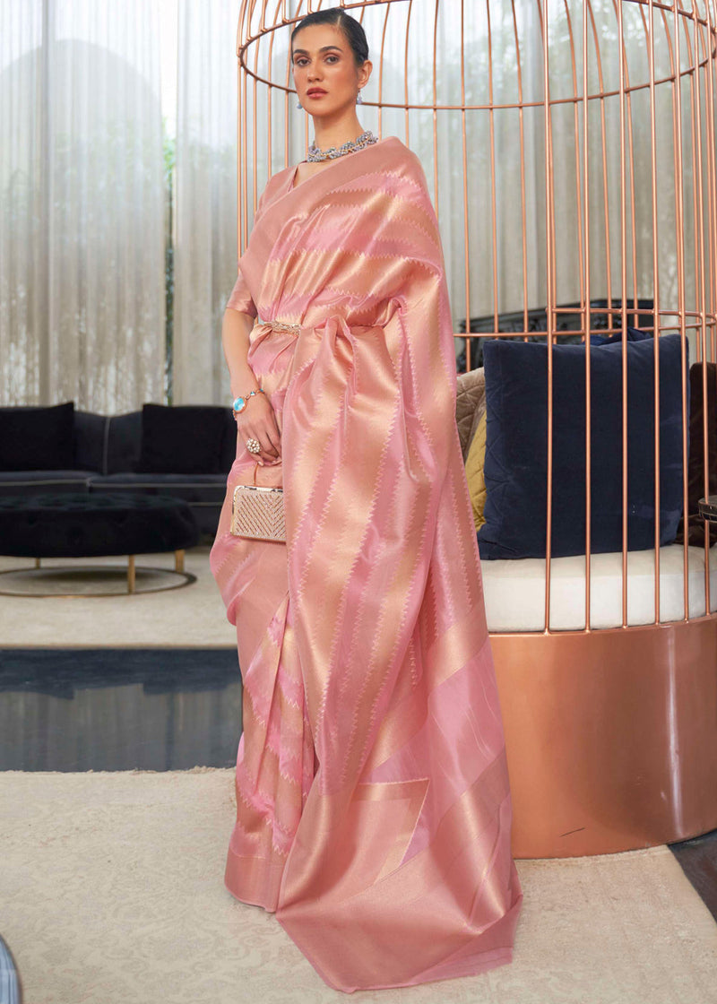 Geraldine Pink Woven Organza Banarasi Silk Saree
