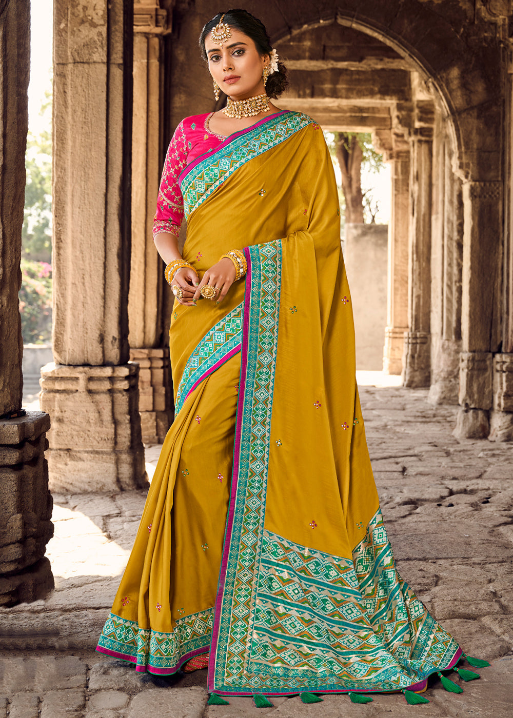 Buy MySilkLove Ronchi Yellow Banarasi Woven Silk Saree with Designer Blouse Online