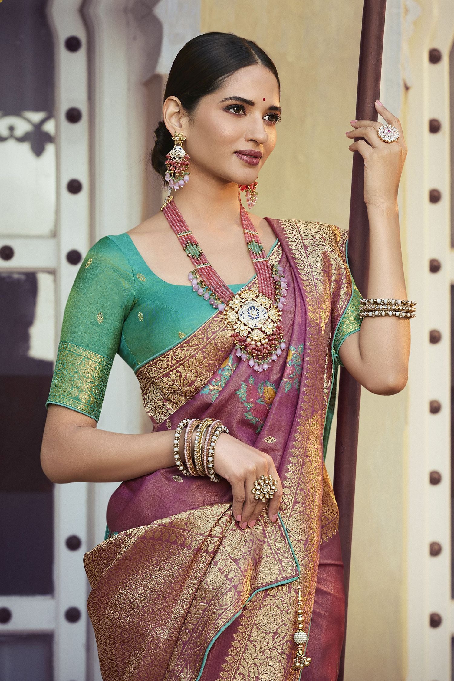 MySilkLove Rose Dust Purple Woven Designer Banarasi Silk Saree