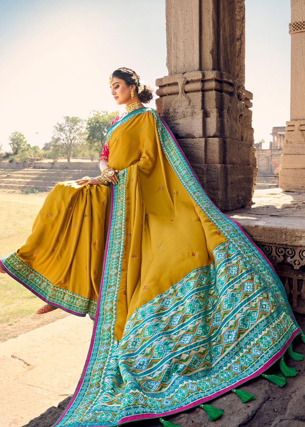 Buy MySilkLove Ronchi Yellow Banarasi Woven Silk Saree with Designer Blouse Online