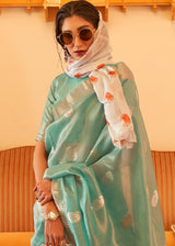 Fern Green Zari Woven Tissue Silk Saree