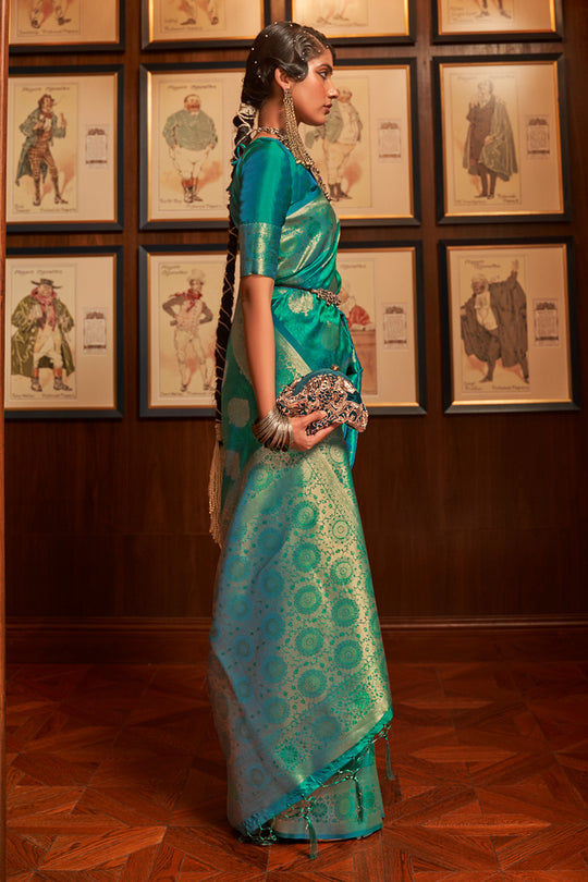 Buy MySilkLove Niagara Green Kanjivaram Silk Saree Online