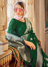 Parsley Green Banarasi Woven Silk Saree
