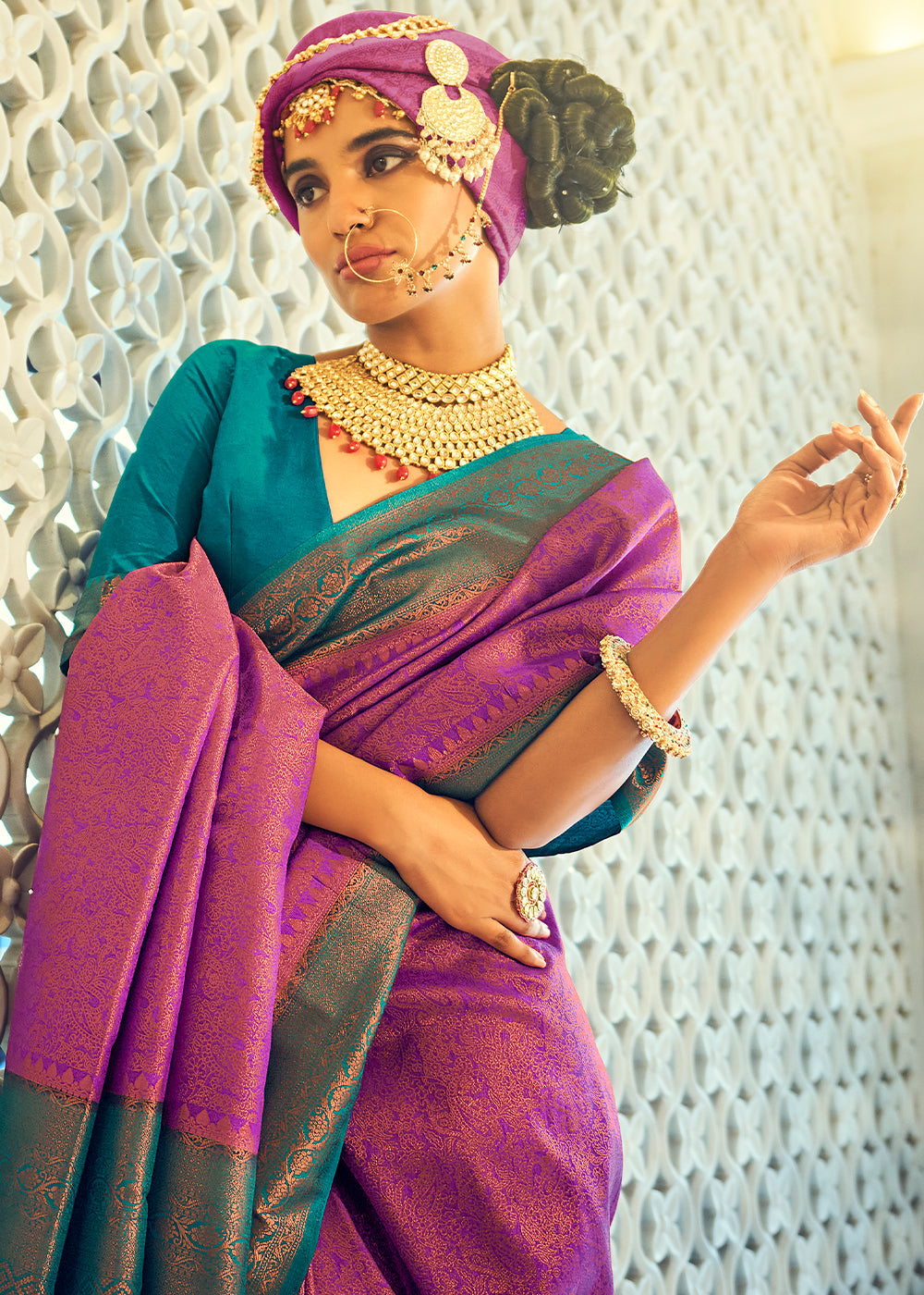 Buy MySilkLove Royal Heath Purple Woven Kanjivaram Silk Saree Online