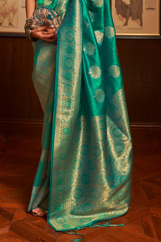 Buy MySilkLove Niagara Green Kanjivaram Silk Saree Online