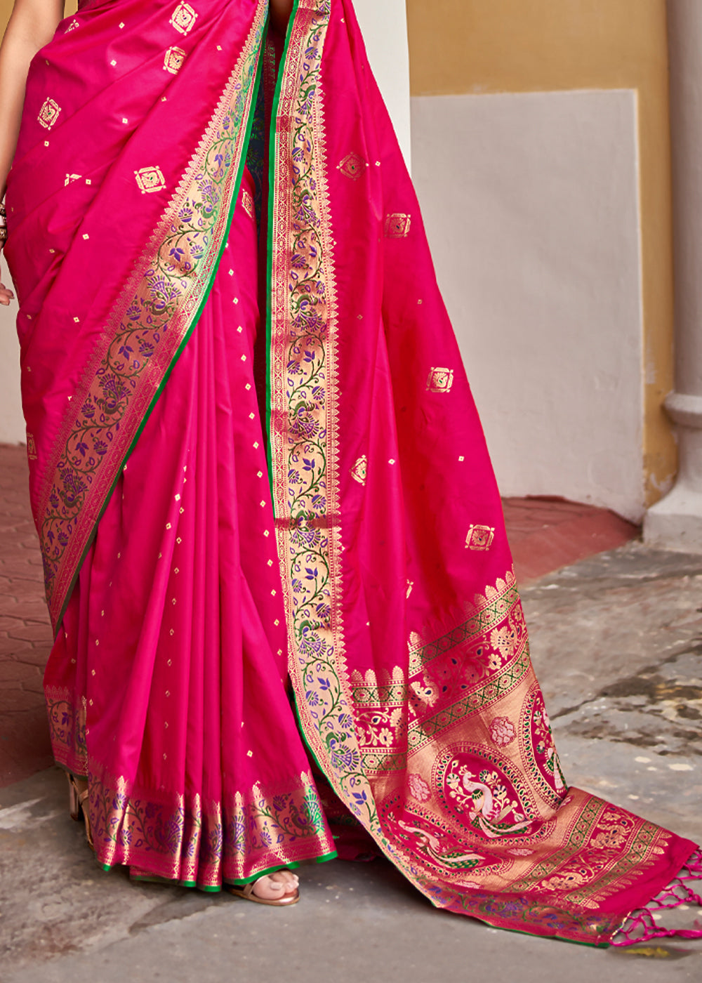 Buy MySilkLove Rose Pearl Pink Banarasi Woven Soft Silk Saree Online