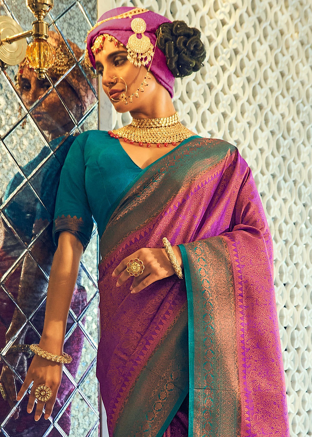 Buy MySilkLove Royal Heath Purple Woven Kanjivaram Silk Saree Online