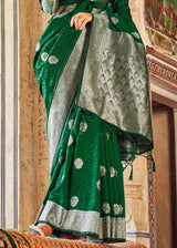 Parsley Green Banarasi Woven Silk Saree
