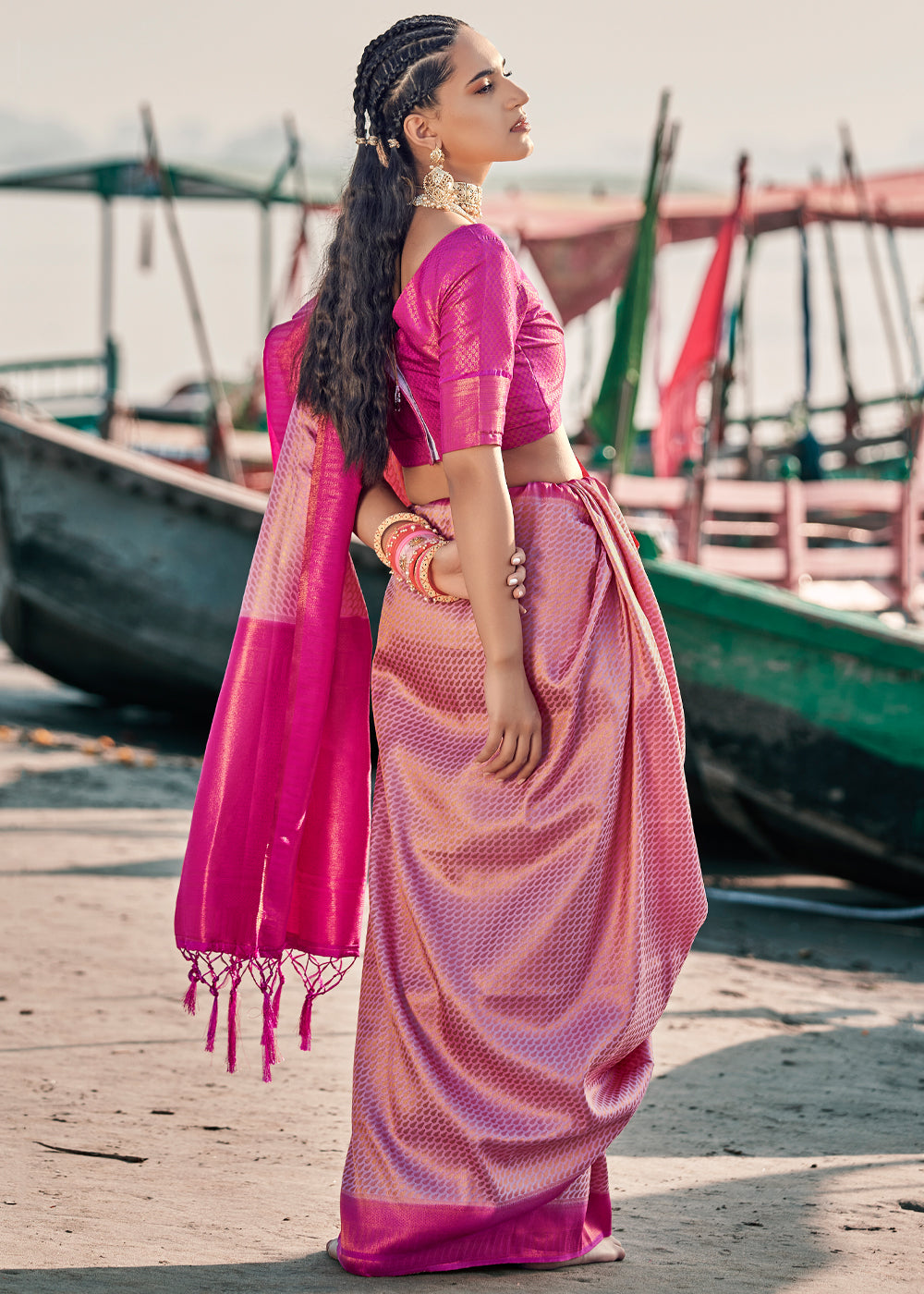 MySilkLove Pink Sherbert Woven Banarasi Soft Silk Saree