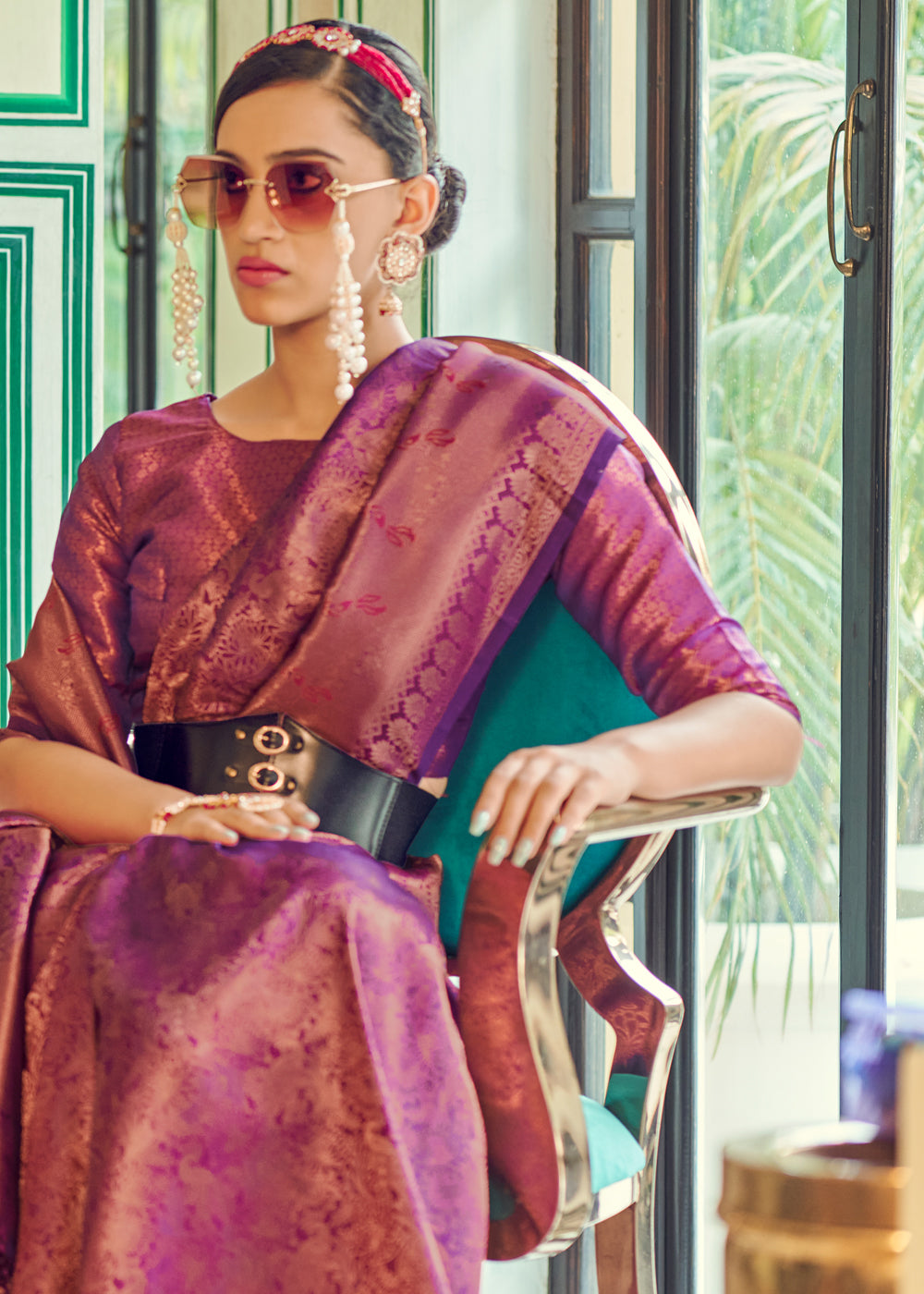 Buy MySilkLove Rose Dust Purple Woven Kanjivaram Silk Saree Online