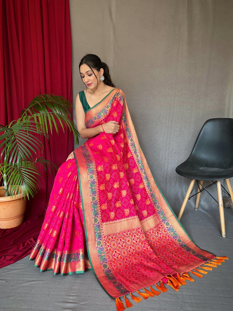 Buy Festival Wear White Hot Red Weaving Dola Silk Saree Online From Surat  Wholesale Shop.