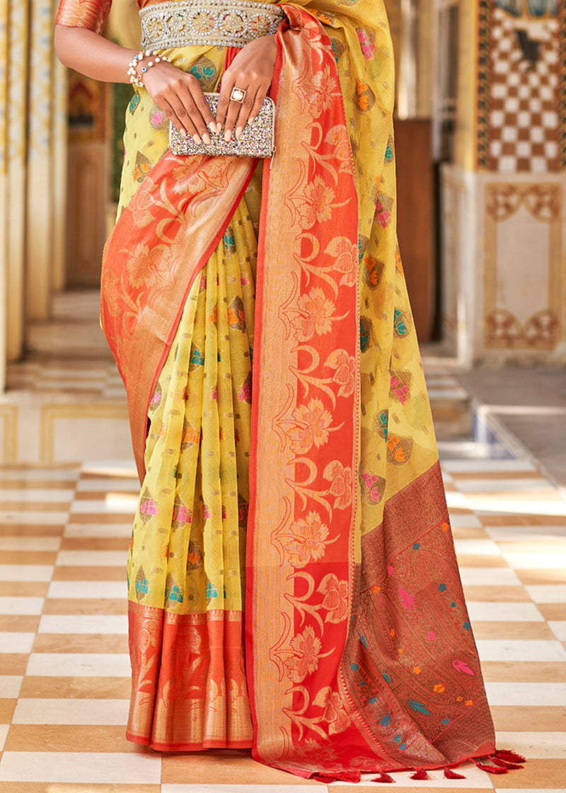 Party Wear Printed Yellow with Red Bandhani Saree, Length: 6 m with Blouse  Piece at Rs 345 in Surat