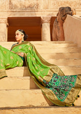 Atlantis Green Woven Patola Designer Silk Saree