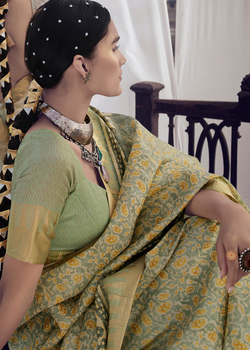 Deco Green Printed Designer Silk Saree