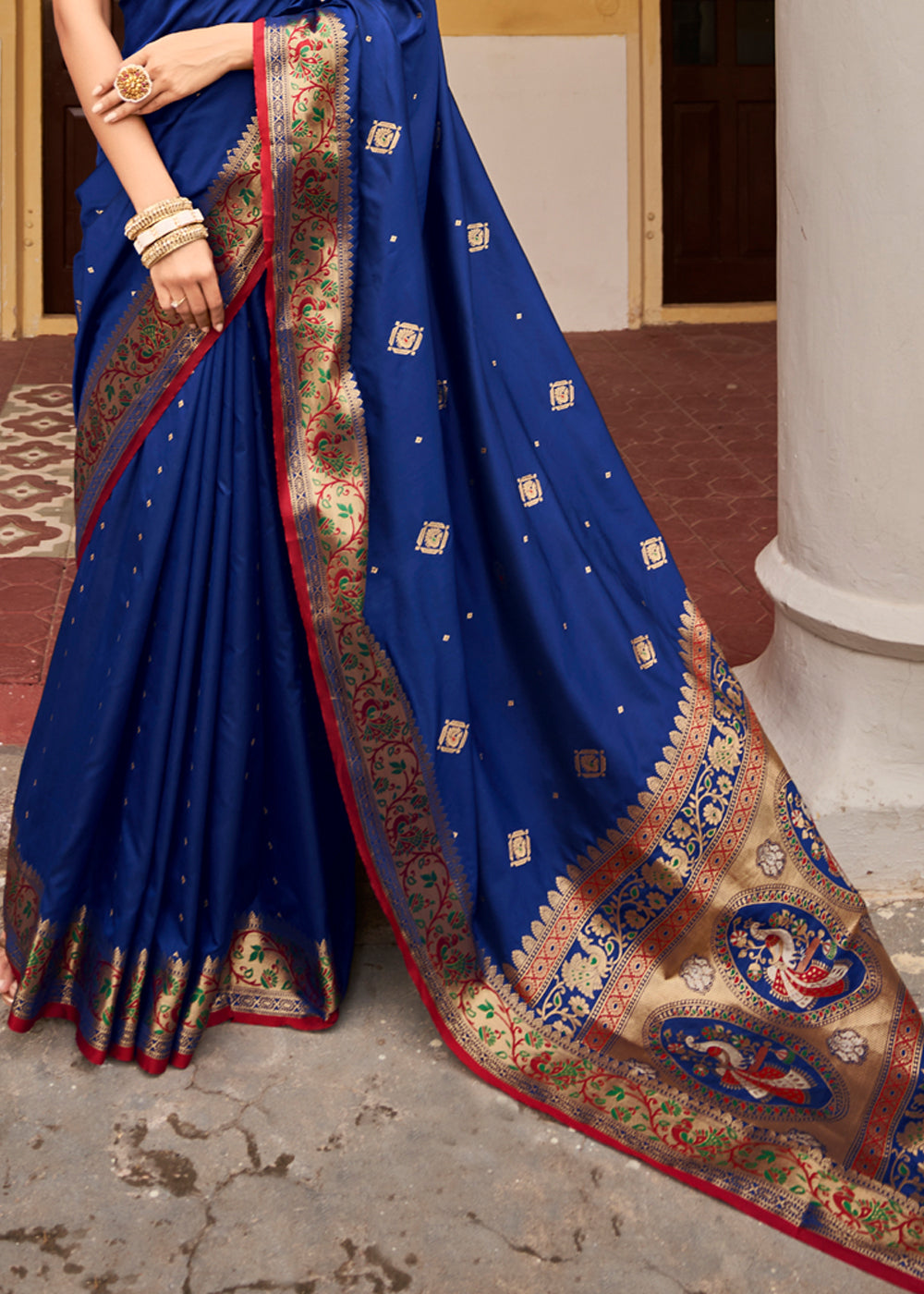 Buy MySilkLove Midnight Blue Banarasi Woven Soft Silk Saree Online