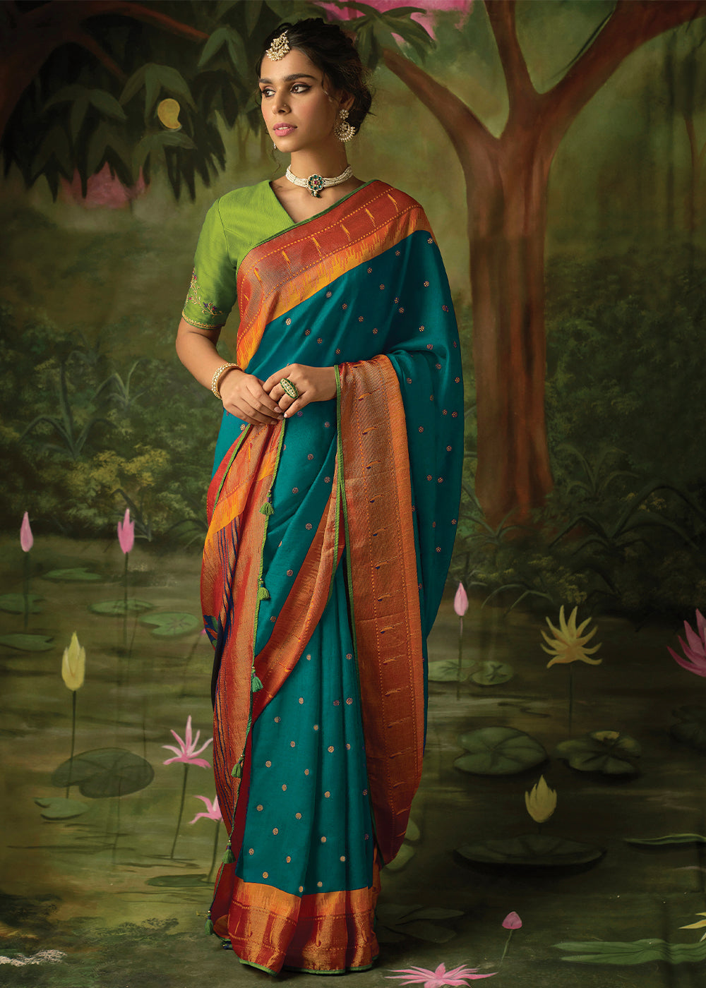 Buy MySilkLove Genoa Blue Woven Paithani Silk Saree Online