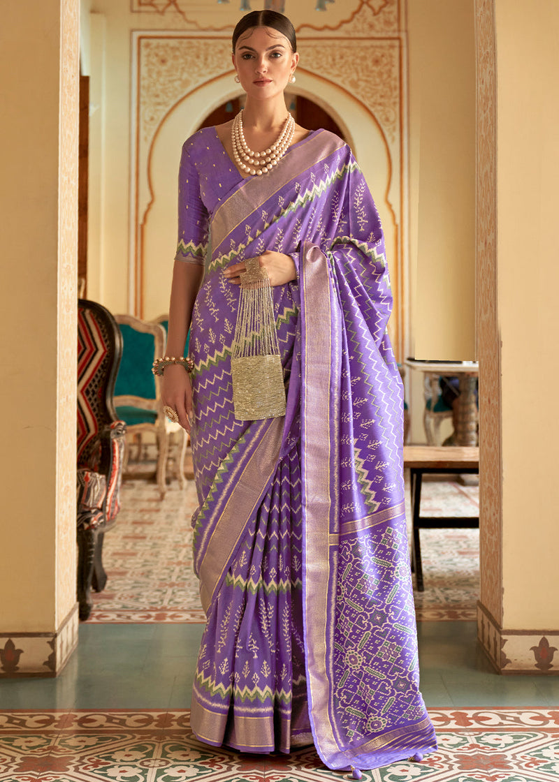 Purple kanchipuram silk saree in yellow border – Kanjivaram Silks