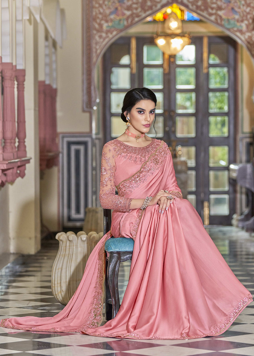 Buy MySilkLove Petite Pink Woven Designer Silk Saree Online