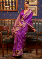 Rose Quartz Purple Woven Banarasi Silk Saree