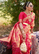 Wild Pink Woven Banarasi Silk Saree