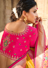 Dixie Yellow Banarasi Woven Silk Saree with Designer Blouse