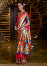 Valencia Red Woven Paithani Silk Saree