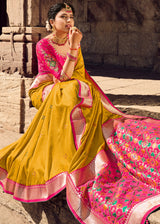 Dixie Yellow Banarasi Woven Silk Saree with Designer Blouse
