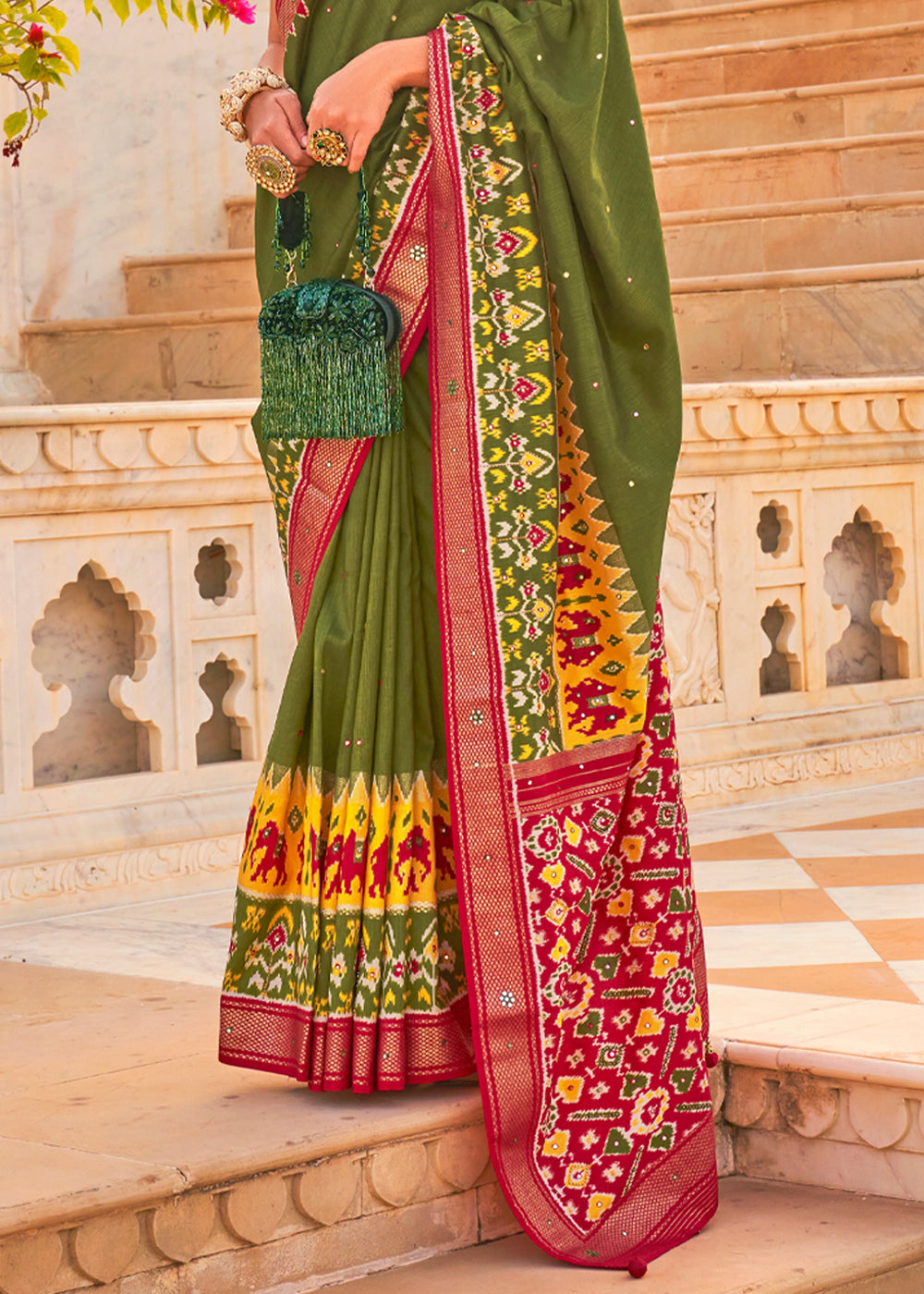 Buy MySilkLove Costa Del Sol Green Woven Patola Silk Saree Online