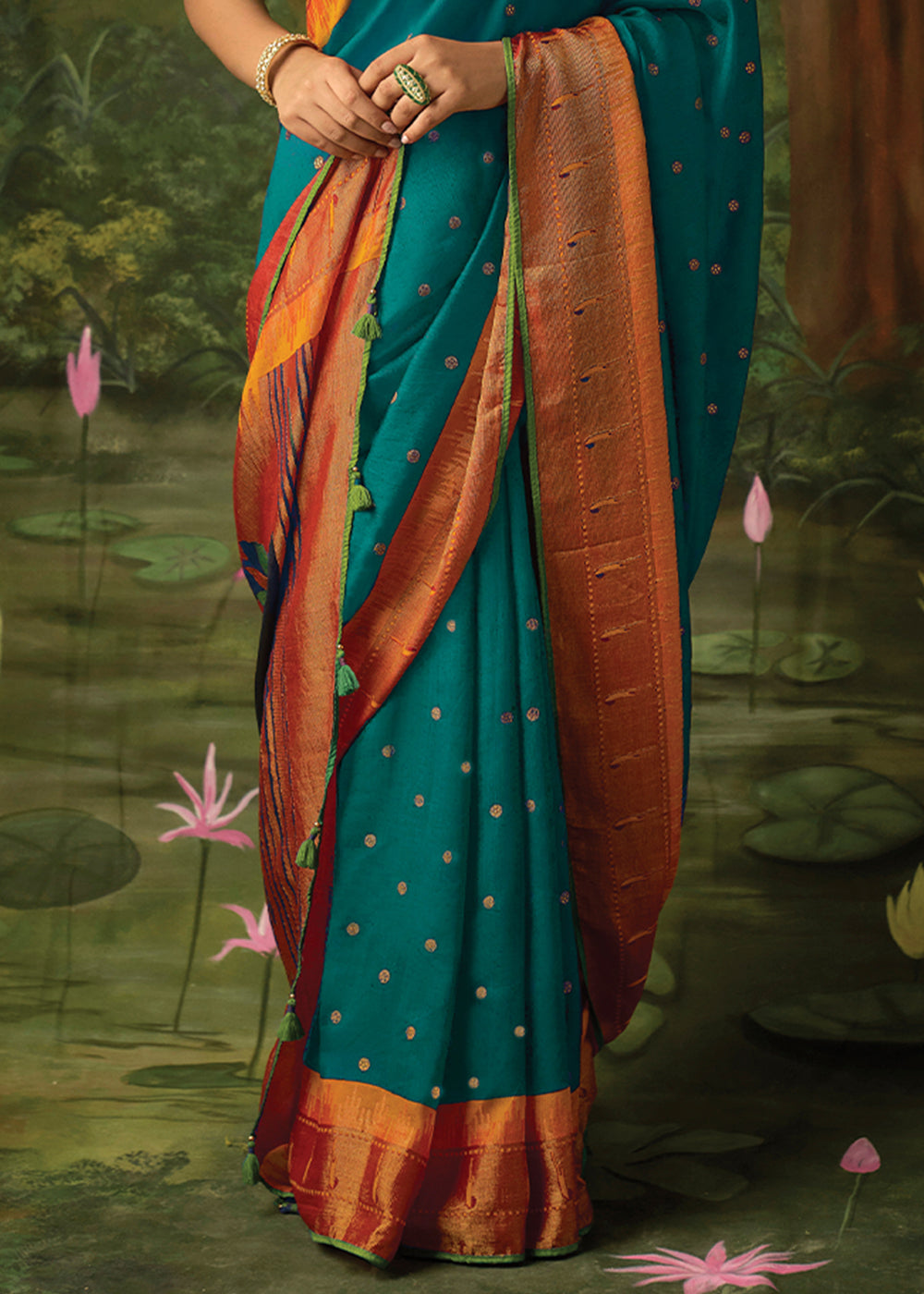 Buy MySilkLove Genoa Blue Woven Paithani Silk Saree Online