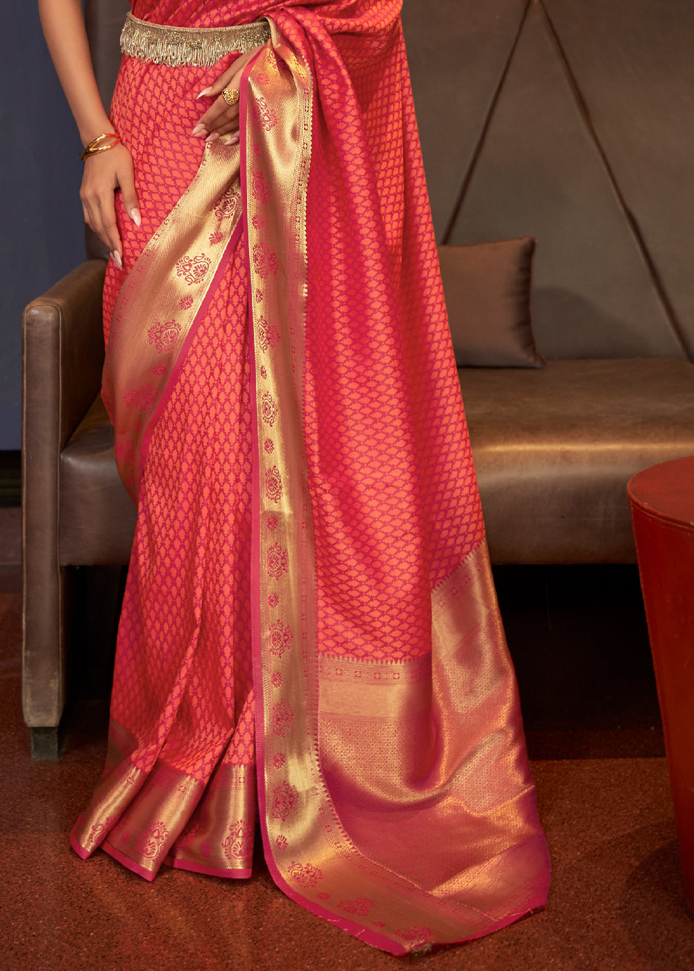 Buy MySilkLove Bittersweet Red Woven Banarasi Silk Saree Online