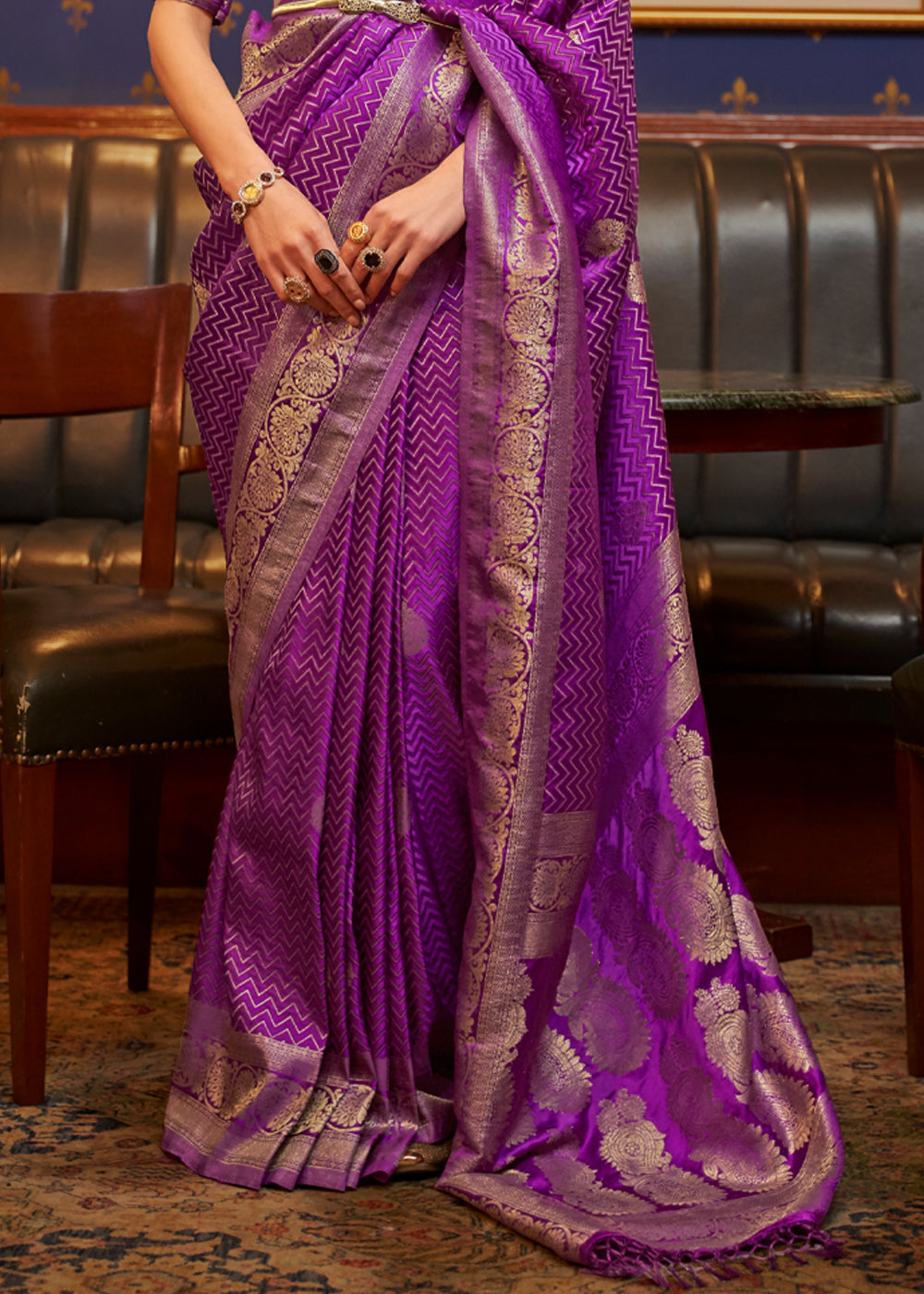 Buy MySilkLove Mystic Purple Woven Banarasi Silk Saree Online