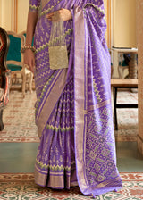 Violet Purple Designer Patola Silk Saree