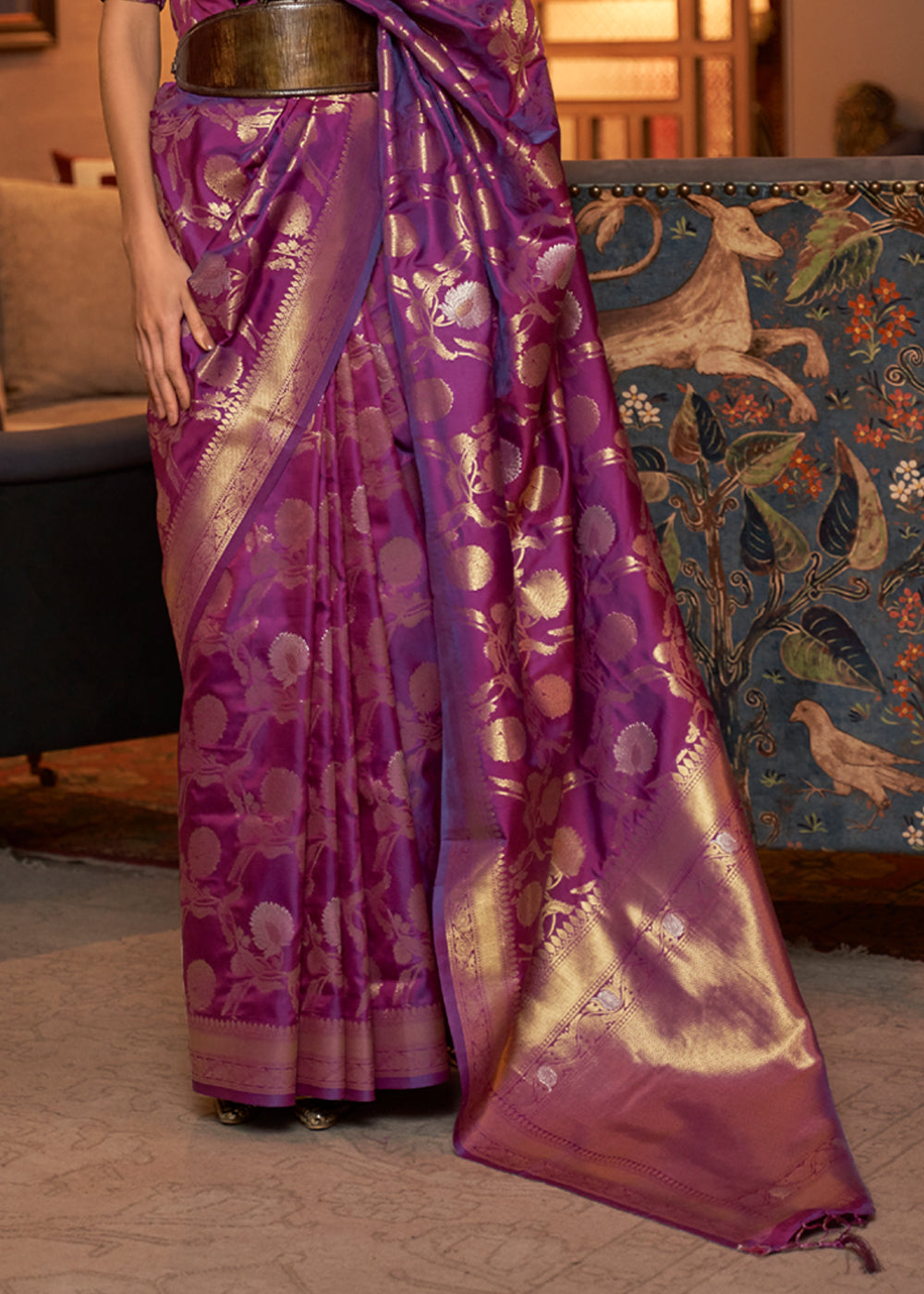 Buy MySilkLove Twilight Purple Banarasi Brocade Silk Saree Online