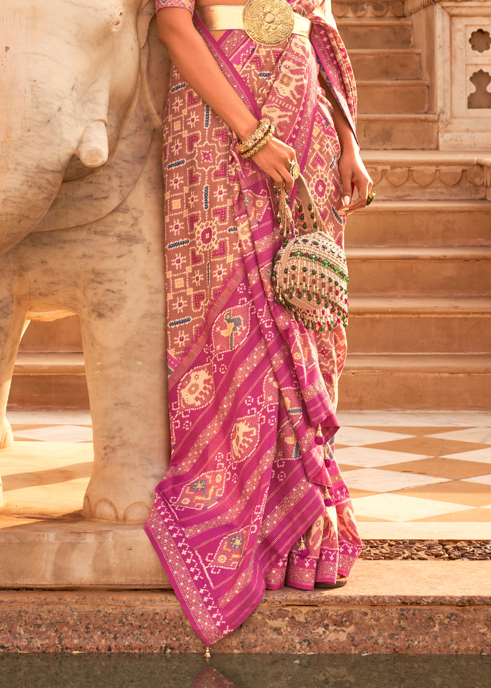 Buy MySilkLove Jazzberry Jam Pink Woven Patola Silk Saree Online